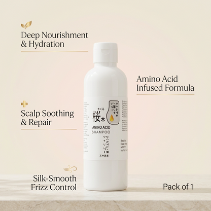 Premium Sakura shampoo product shot with minimal informational callouts